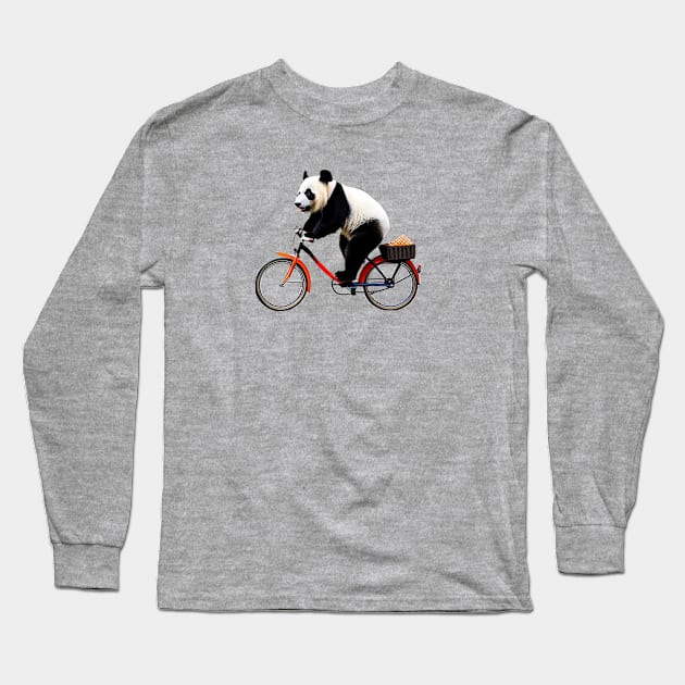 Panda Bicycle Long Sleeve T-Shirt by ThePawPrintShoppe